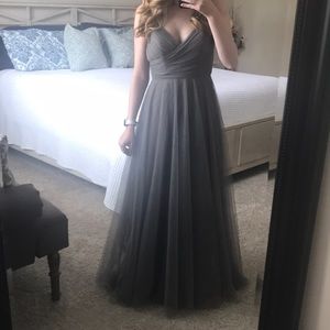Jenny Yoo Brielle Sterling Grey Tulle Bridesmaid
